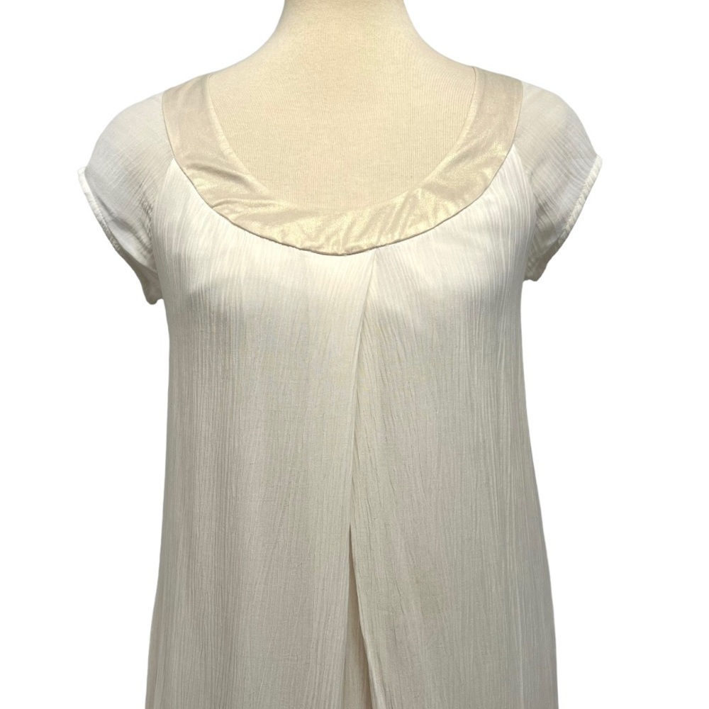 Diane Von Furstenberg Ivory Silk Blend Crepe Scoop Neck Sleeveless Dress Size 4 - Picture 3 of 10